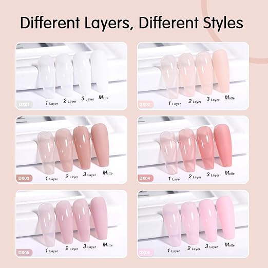 THR3E STROKES Natural Nude Gel Nail Polish Set - 6 Colors All Seasons Kit
