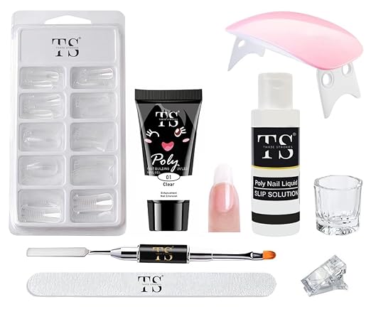 THR3E STROKES Poly Gel Extension Kit: Clear with Slip Solution & UV Lamp
