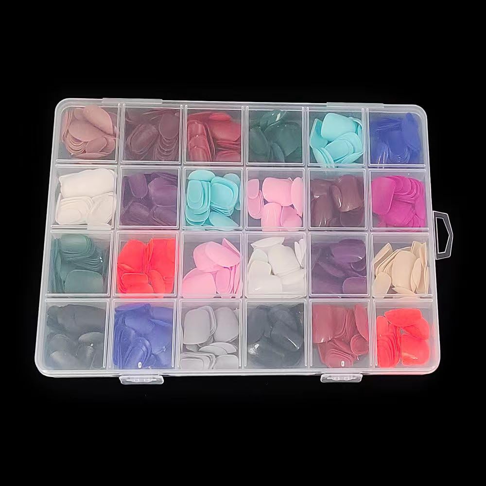 24Pack Short Round, Matte, Glossy Press On Nails with Nail Glue