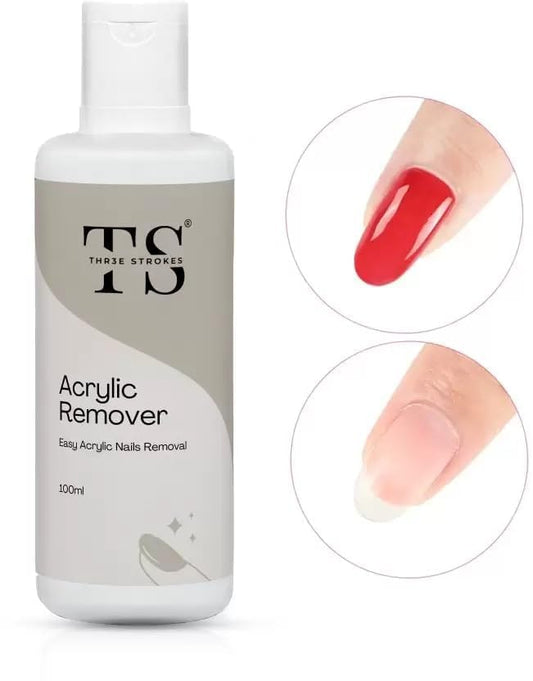 THR3E STROKES 100ml Acrylic Remover, Gel Nail Polish Remover for Nails Professional Removes Gel Nail Polish, Quick & Easy Polish Remover In few Minutes Don't Hurt Your Nails