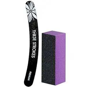 THR3E STROKES Nail File and Buffer Block, Professional Manicure Tools Kits, 100/180 Grit, Black Nail Pedicure File and Sanding Buffing Grinding Plisher File