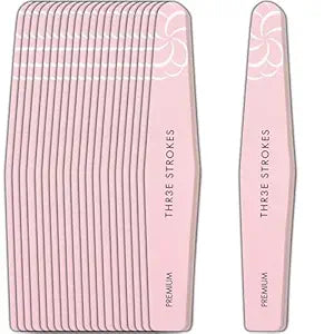 THR3E STROKES 20Pcs Nail Buffers 100/180 Sanding Blocks Sponge Buffing File for Acrylic Natural Gel Nails, Pink