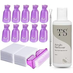 THR3E STROKES Acrylic Remover Kit, Gel Nail Polish Remover for Nails with Soak off clips, Nail Wipes & Peeler, Professional, Quick & Easy Polish Remover In few Minutes Don't Hurt Your Nails 100ml