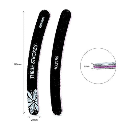 THR3E STROKES 10 Pack Nail Files 100/180 Grit