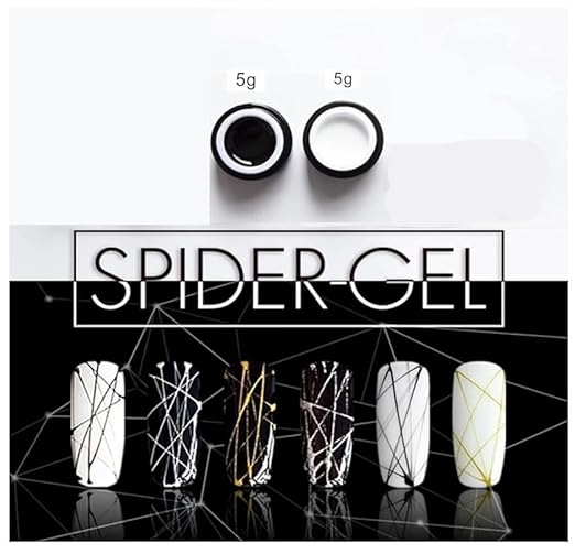 THR3E STROKES Professional Black & White Spider Gel Combo - Nail Art Duo