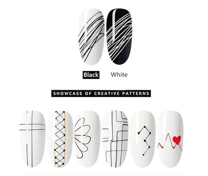 THR3E STROKES Professional Black & White Spider Gel Combo - Nail Art Duo