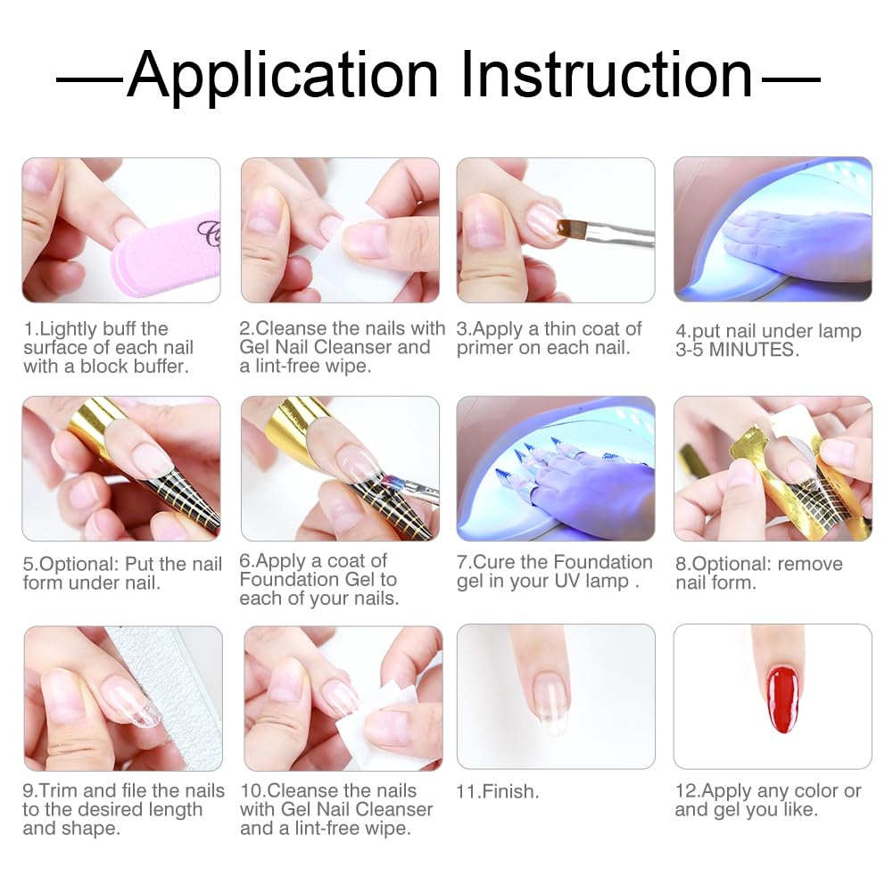 THR3E STROKES Builder Nail Gel, Gel Builder 15ml for Nails, Hard Gel Builder Nail Strengthener Extension Gel Nail Polish Rhinestone False Nail Tips Glue Gel in a Bottle (WHITE)