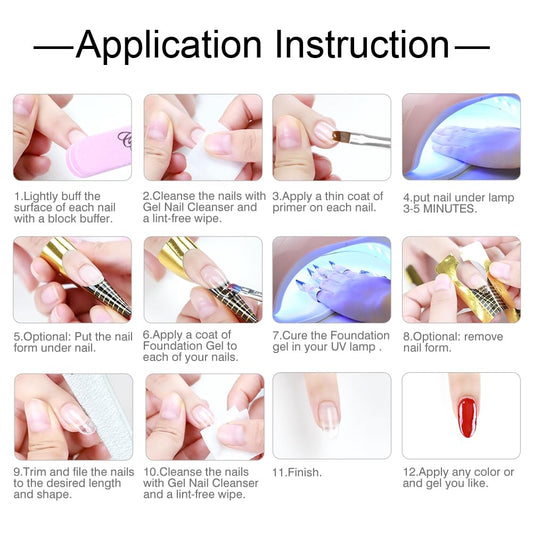 THR3E STROKES Builder Nail Gel, Gel Builder 15ml for Nails, Hard Gel Builder Nail Strengthener Extension Gel Nail Polish Rhinestone False Nail Tips Glue Gel in a Bottle (WHITE)