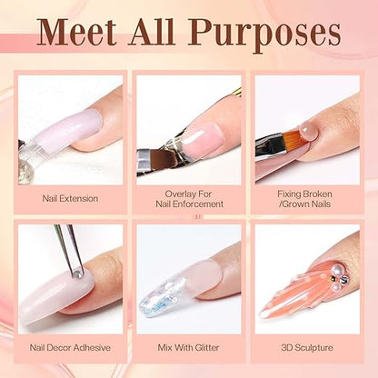 THR3E STROKES PolyGel Quick Upgrade Kit - 30ML Builder Gel for Nail Extensions