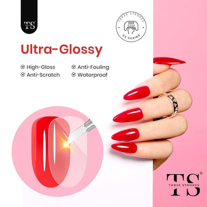 THR3E STROKES Gel Polish No Wipe Gel Top Coat - Clear Color Gel Shine Finish and Long Lasting, Soak Off Nail Lamp Gel, 15ml