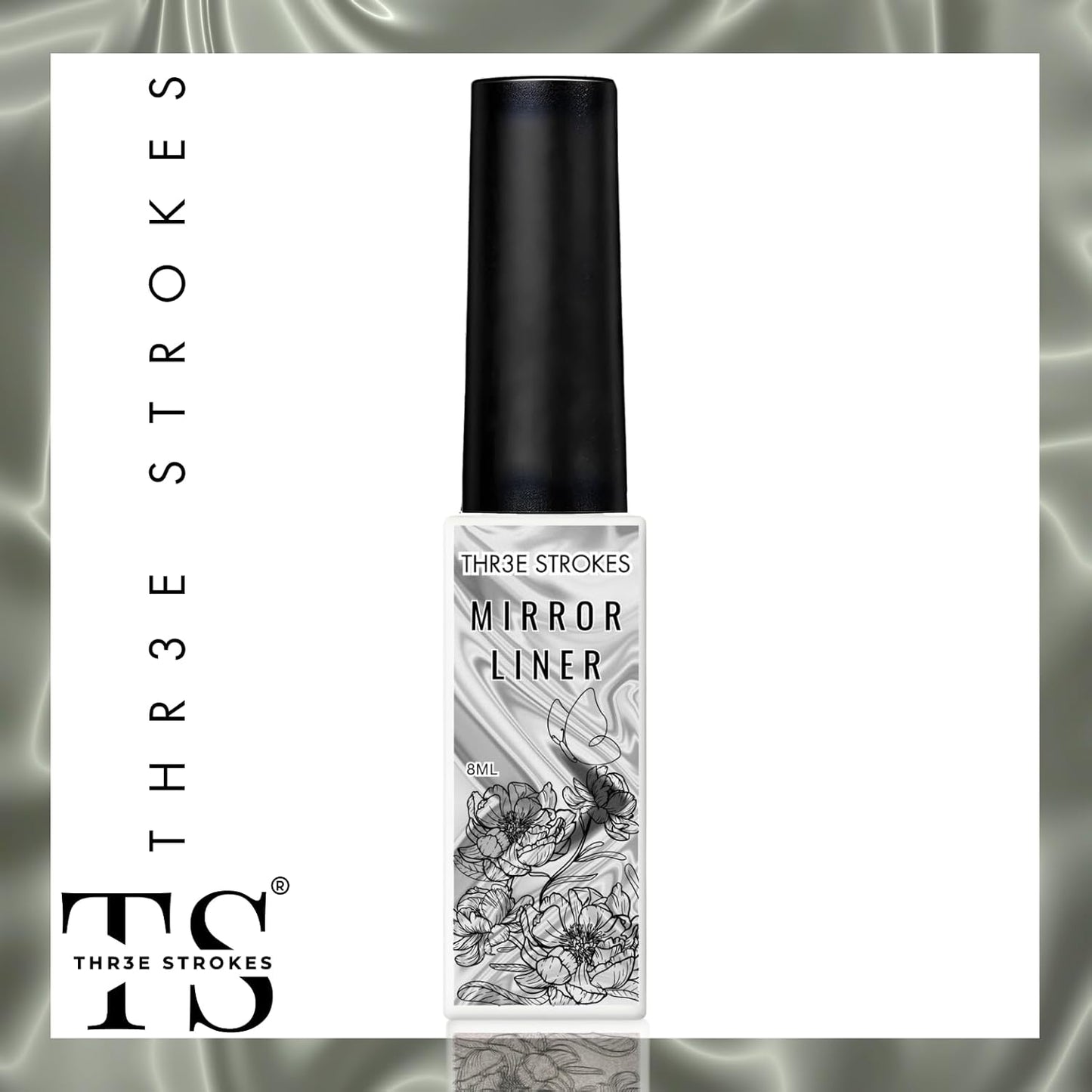 THR3E STROKES Metallic Liner Gel Nail Art 3D Mirror Gel Paint 7ML, Metal Glossy Painting Drawing Line Swirl French Nail Design Dotting Soak off Manicure Set for Nail Art