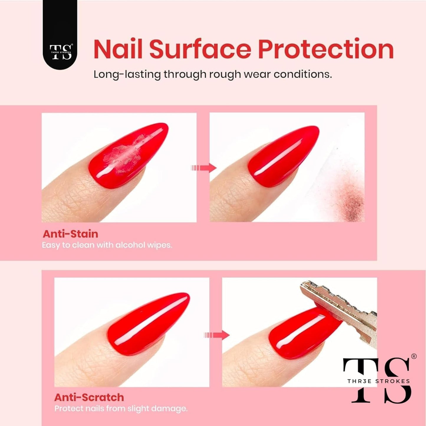 THR3E STROKES 2 Pcs 15ml No Wipe Gel Top Coat and Base Coat Set - Shine Finish and Long Lasting