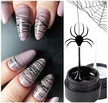 THR3E STROKES Professional Black & White Spider Gel Combo - Nail Art Duo