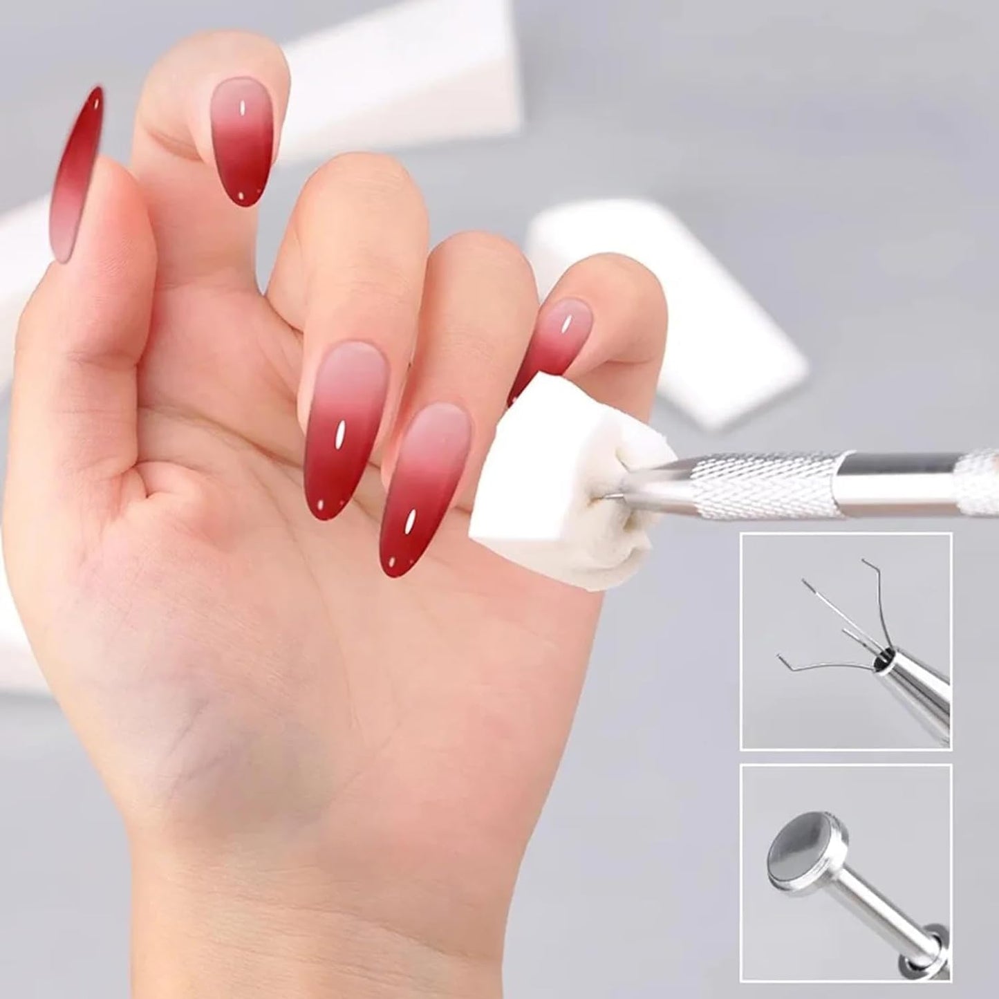 4 Claws Nail Sponge Metal Grabber with 50 Pcs Mini Replaceable Nail Sponges Blocks for Ombre Nail Art Sponges Nail Art Tools for Nail Supplies Nail Accessories