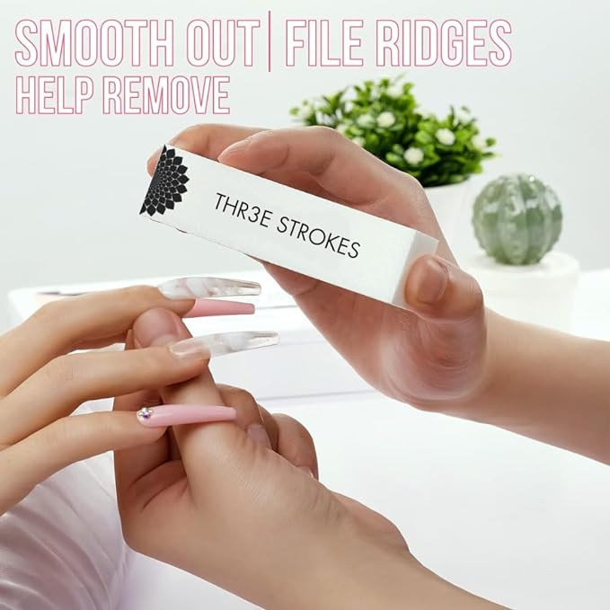 THR3E STROKES Nail Buffer Block Set: 120Grit 4pcs Sponge Files