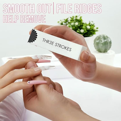 THR3E STROKES Nail Buffer Block Set: 120Grit 4pcs Sponge Files