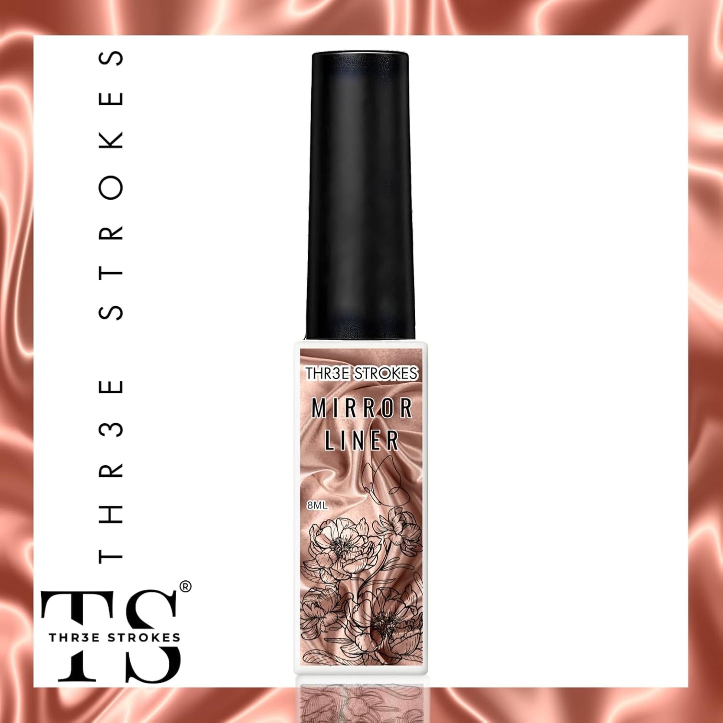 THR3E STROKES Metallic Liner Gel Nail Art 3D Mirror Gel Paint 7ML, Metal Glossy Painting Drawing Line Swirl French Nail Design Dotting Soak off Manicure Set for Nail Art