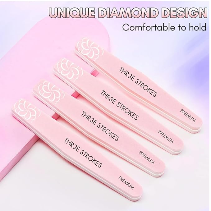 THR3E STROKES Nail Buffer Block Set - 10Pcs Professional Grit Files