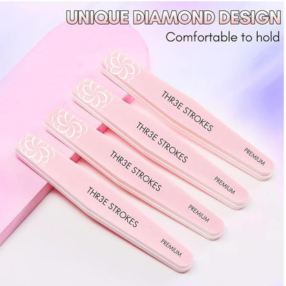 THR3E STROKES Nail Buffer Block Set - 10Pcs Professional Grit Files