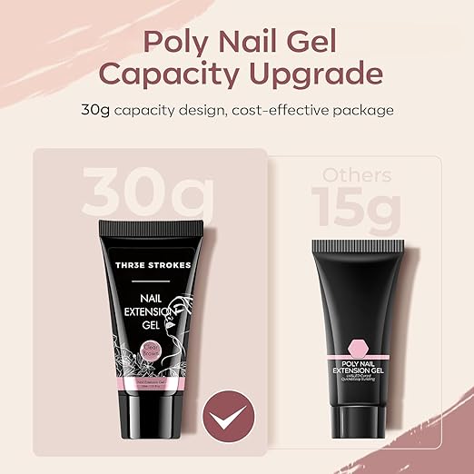 THR3E STROKES PolyGel Quick Upgrade Kit - 30ML Builder Gel for Nail Extensions