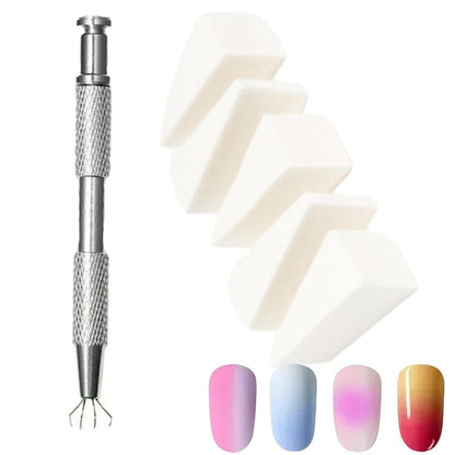 4 Claws Nail Sponge Metal Grabber with 50 Pcs Mini Replaceable Nail Sponges Blocks for Ombre Nail Art Sponges Nail Art Tools for Nail Supplies Nail Accessories