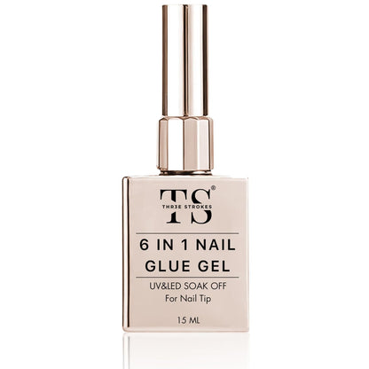 THR3E STROKES Gel Nail Glue UV - 6 in 1 Gel Glue for Nail Tips