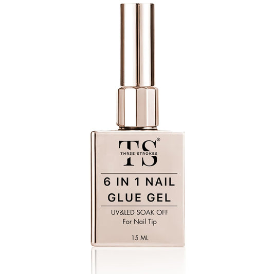 THR3E STROKES Gel Nail Glue UV - 6 in 1 Gel Glue for Nail Tips