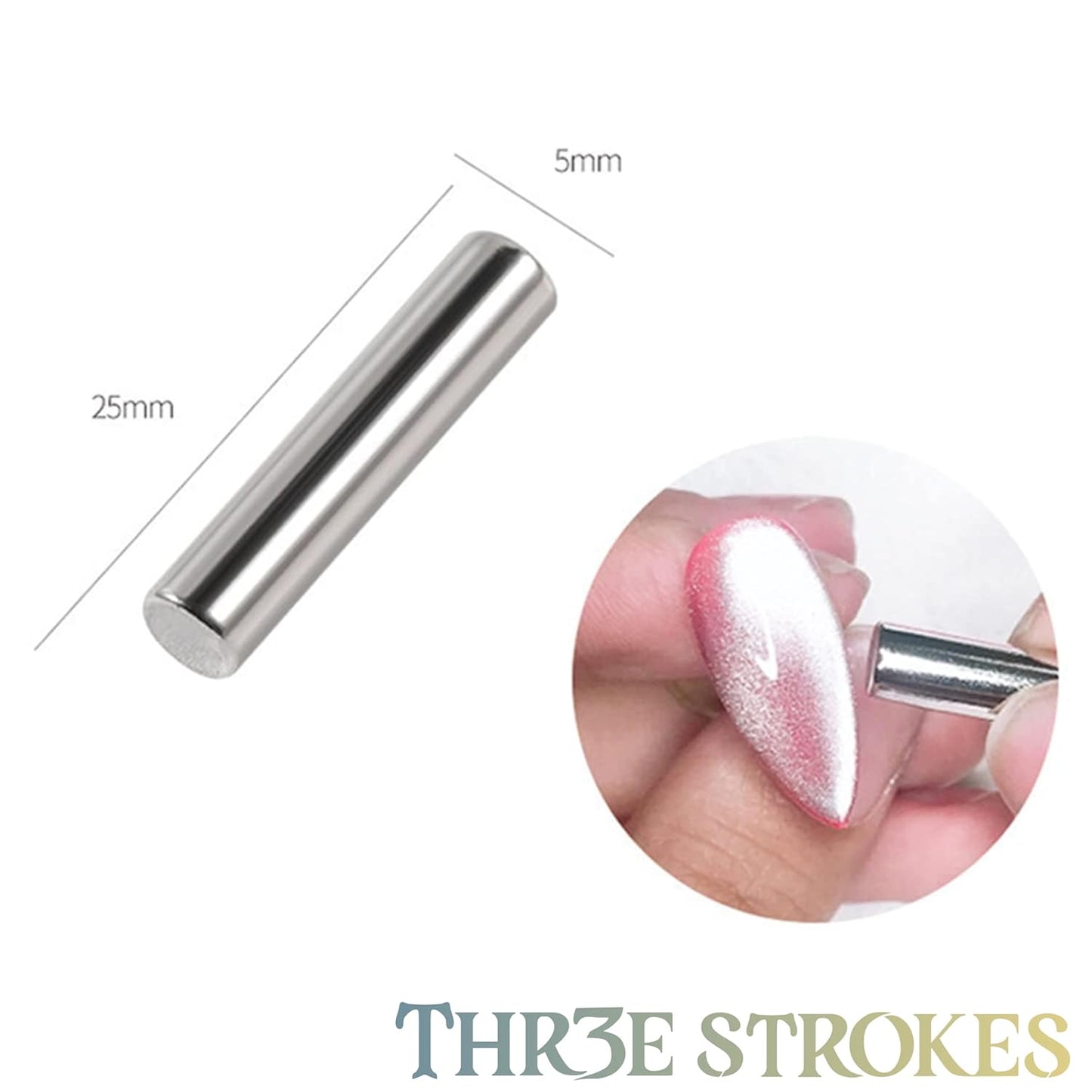 THR3E STROKES 10pcs Nail Magnet Set Cat Eye Magnet for Nails Magnetic Gel Polish Nail Polish Pens Nail Design Tools Nail Magnetic Stand Nail Art Tools