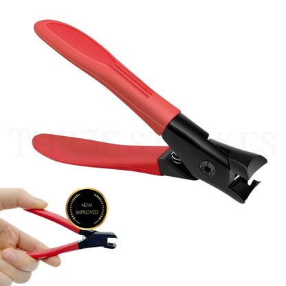 THR3E STROKES Thick Nail Clipper, Toenail Clipper with Long Handle Stainless Steel Nail Cutter for Tough Nails Thick Nails, Anti-splash Nail Clipper for Adults, Seniors, Manicure Nail Clipper, Red