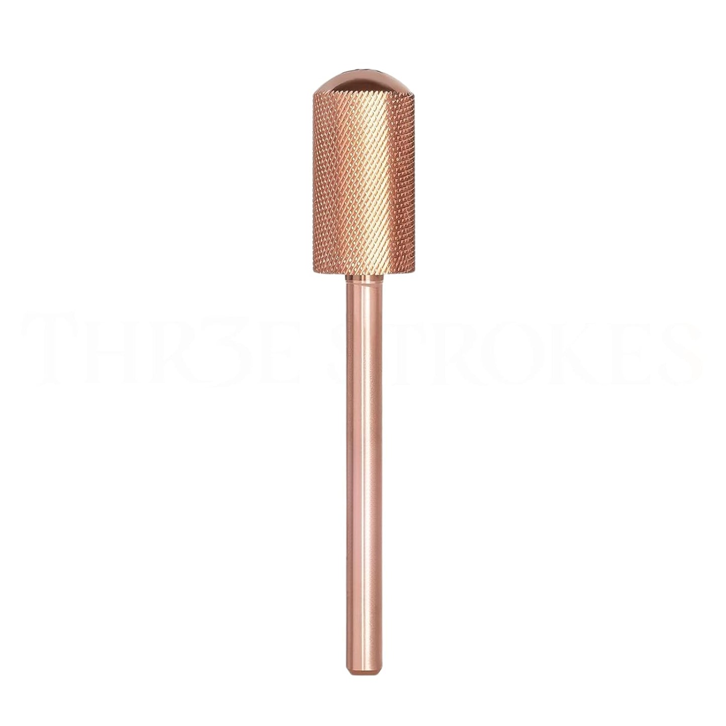 THR3E STROKES Nail Drill Bits, 3/32'' Smooth Round Top Large Barrel Carbide Bits, Suitable for Manicure Pedicure Cuticle Gel Polishing, Beginners Bits, Rose Gold, Series Bit