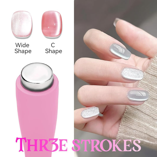 THR3E STROKES 5 in 1 Magnet for Cat Eye Gel Nail Polish, Multifunctional Magnetic Nail Tool, Upgraded Cross Cat Eye Magnet for Nail Designs 3D Cateye Nail Gel Strong Nail Art Magnet Home Salon