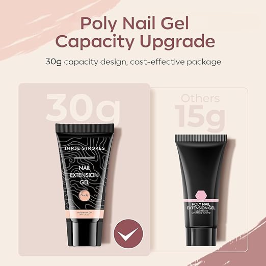 THR3E STROKES PolyGel Quick Upgrade Kit - 30ML Builder Gel for Nail Extensions