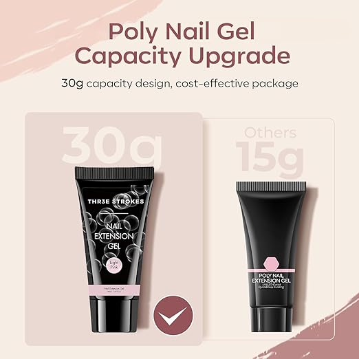 THR3E STROKES PolyGel Quick Upgrade Kit - 30ML Builder Gel for Nail Extensions