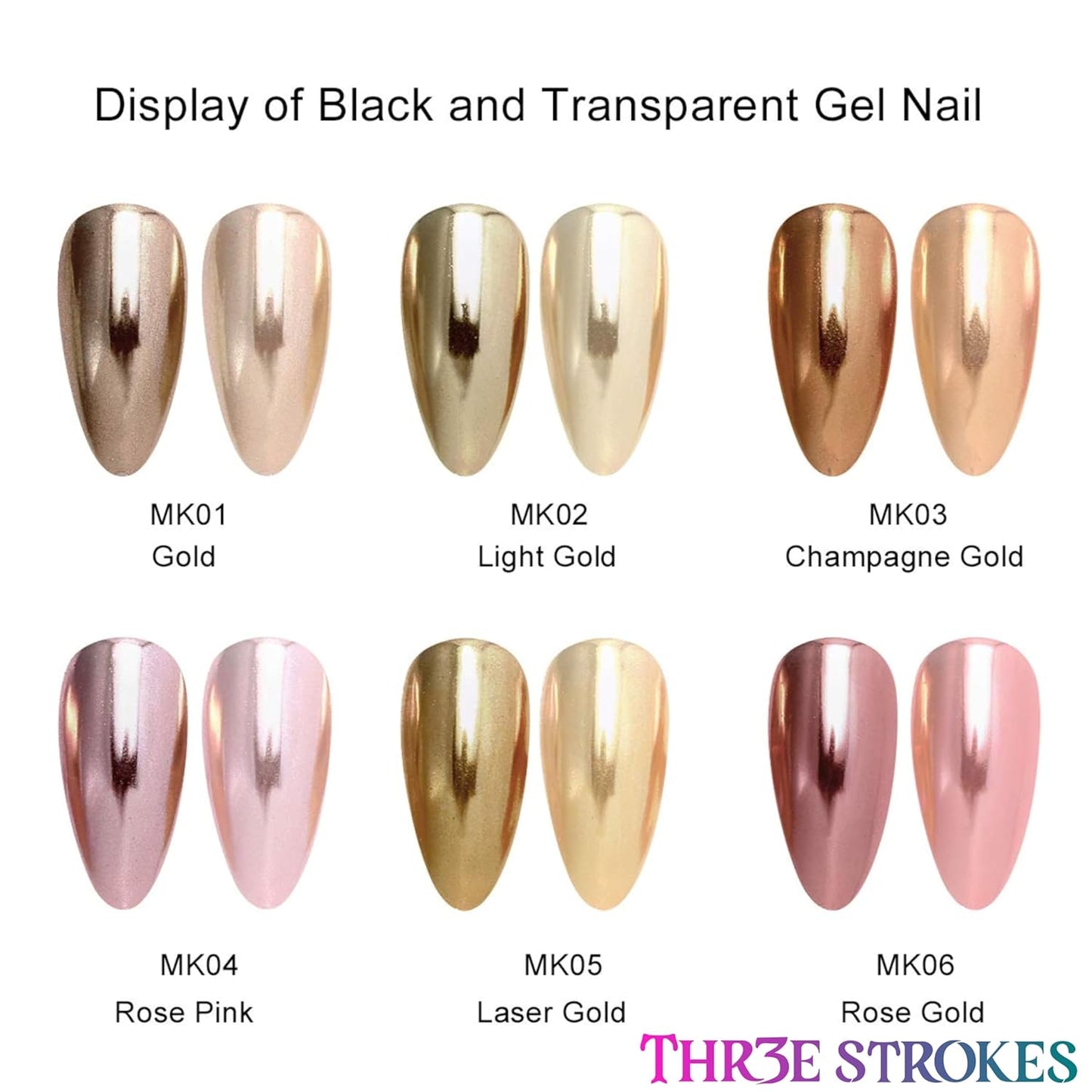 THR3E STROKES Chrome Nail Powder Metallic Mirror Glitter Effect Pigment Iridescent Aurora Mermaid Pearl Dust Kit for Gel Polish Nail Art Decoration, Resin Craft Arylic powder