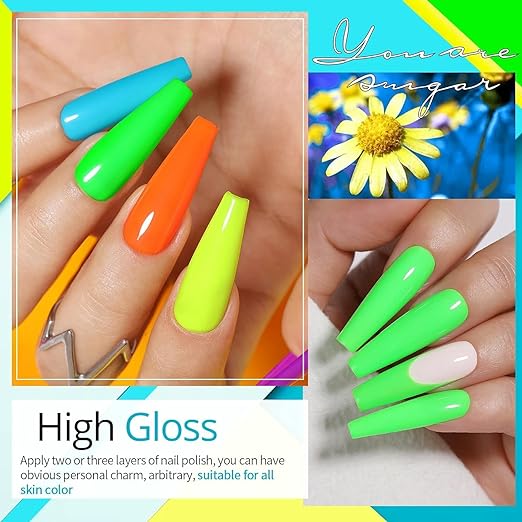 THR3E STROKES Neon Glow Gel Nail Polish Set - 7ML Vibrant Colors