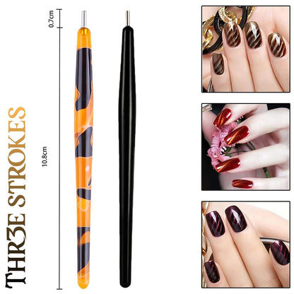 THR3E STROKES 10pcs Nail Magnet Set Cat Eye Magnet for Nails Magnetic Gel Polish Nail Polish Pens Nail Design Tools Nail Magnetic Stand Nail Art Tools