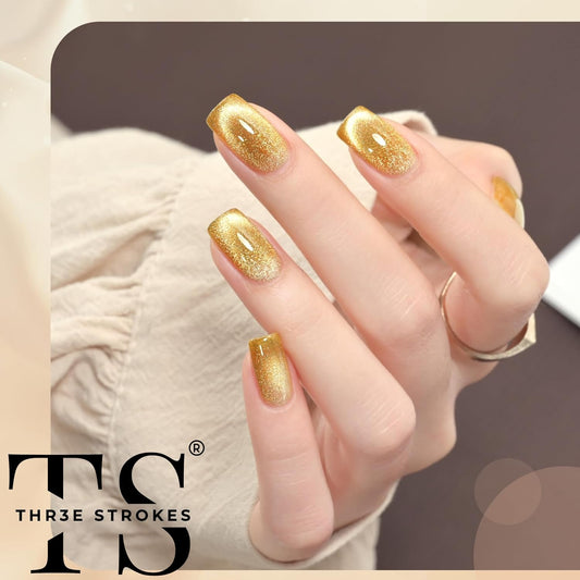 THR3E STROKES Cat Eye Gel Nail Polish 15ml Gel Polish Soak Off U V LED Nail Lamp 1 Color Silver Shimmer Velvet Gel Nail Polish Nail Art Manicure Salon DIY Home