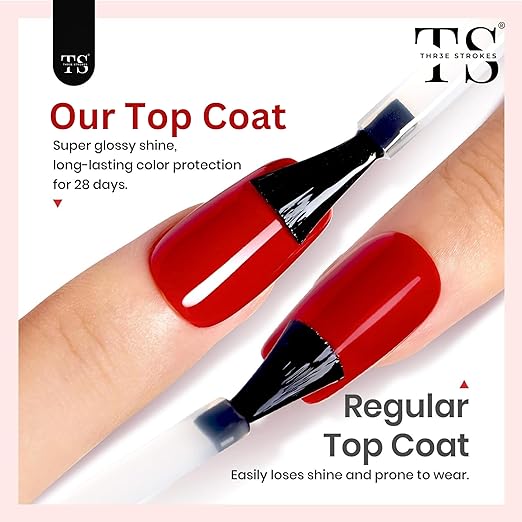 THR3E STROKES Gel Polish No Wipe Gel Top Coat - Clear Color Gel Shine Finish and Long Lasting, Soak Off Nail Lamp Gel, 15ml