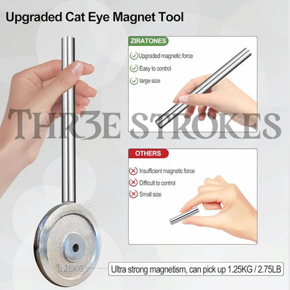 THR3E STROKES Cat Eye Magnet for Nails, 5.9inch Super Long Double-head Nail Polish Magnet Pens Magnet Stick 3D Magnetic Cat Eye Gel Polish Nail Art Tool, for Home DIY, Salon, Studio