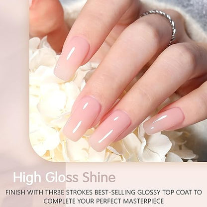 THR3E STROKES Natural Nude Gel Nail Polish Set - 6 Colors All Seasons Kit