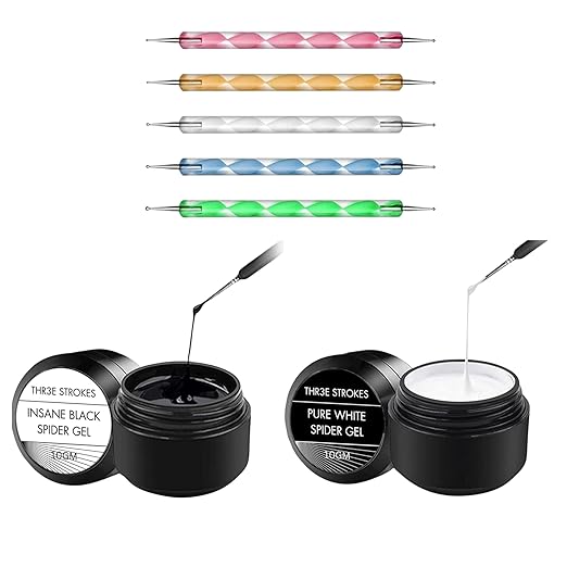 Spider Gel Deluxe Kit: 2 Premium Colors + 5 Professional Nail Art Tools – Made in South Korea, Perfect for Salon-Quality Designs