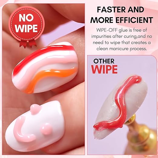 THR3E STROKES Clear 3D Sculpting Gel Nail Glue - 15g for DIY Nail Art