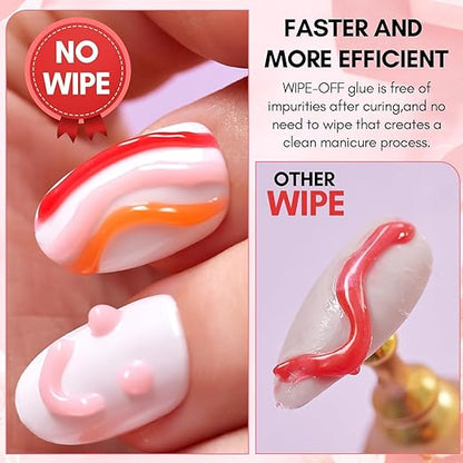 THR3E STROKES Clear 3D Sculpting Gel Nail Glue - 15g for DIY Nail Art