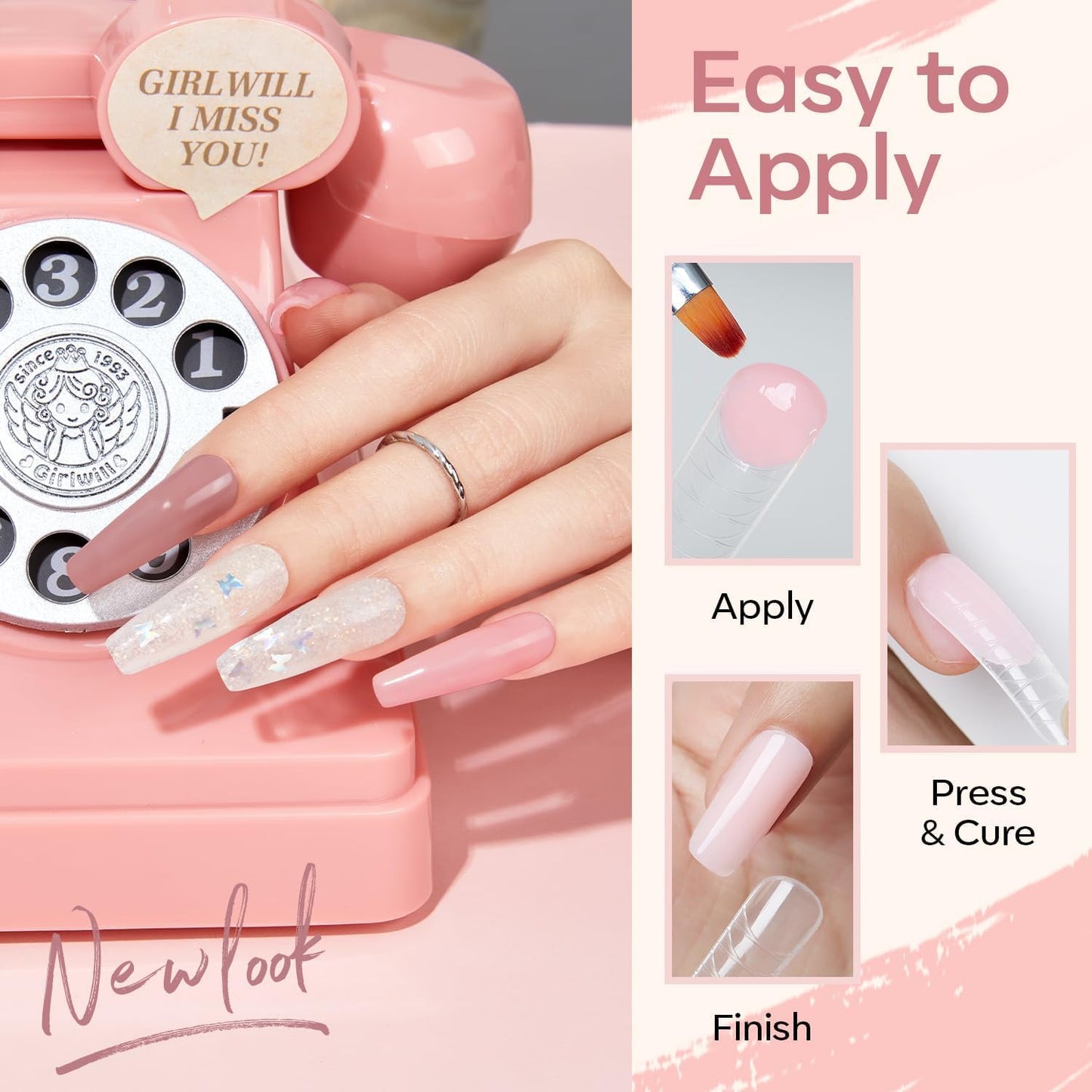 THR3E STROKES Poly Nail Gel Extension Kit for Builder Gel  (Pink, Clear, White) (11 Pcs Set)