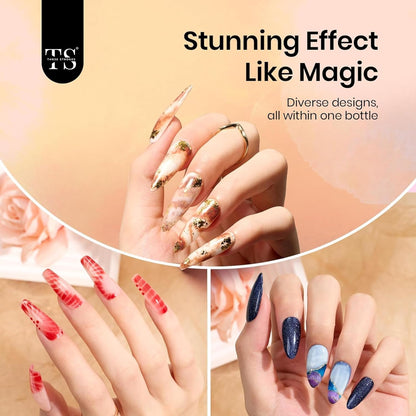 THR3E STROKES Nail Blooming Gel 15ml Clear Uv Led Blossom Gel Polish for Spreading Effect Marble Natural Stone Watercolor Floral Print Soak off Nail Gel Diy Nail Art Design Gift for Women
