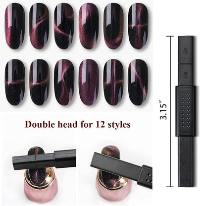 THR3E STROKES 10pcs Nail Magnet Set Cat Eye Magnet for Nails Magnetic Gel Polish Nail Polish Pens Nail Design Tools Nail Magnetic Stand Nail Art Tools
