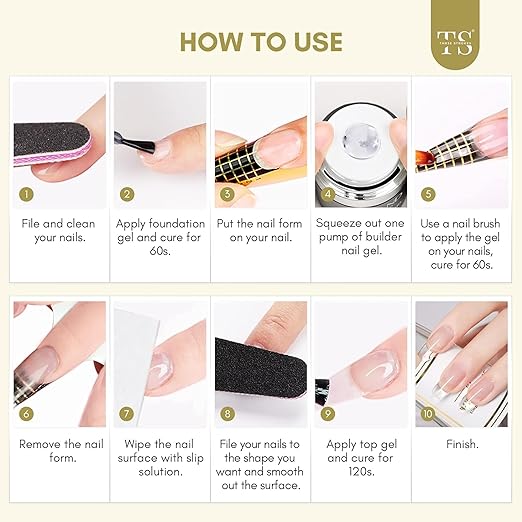 THR3E STROKES Builder Nail Gel Set: Clear Hard Gel for Nail Extensions