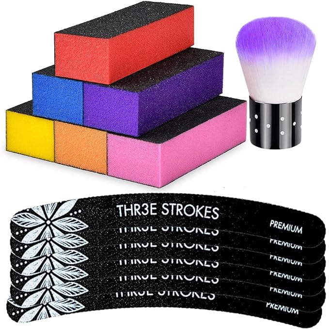 THR3E STROKES Buffer Sanding with Brush Pedicure Manicure Tool