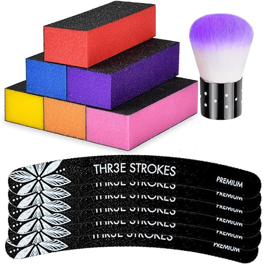 THR3E STROKES Buffer Sanding with Brush Pedicure Manicure Tool