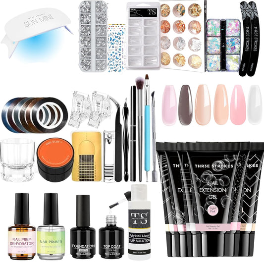 Professional DIY Manicure Set : 6 Colors & 6W LED Lamp - Complete Nail Art Tools, Rhinestones, Glitters